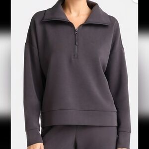 Women's Black Half-Zip Pullover Top